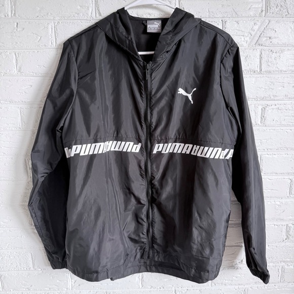 Puma Other - Puma Men's Black Hooded Windbreaker Jacket Lightweight Athleisure Size L